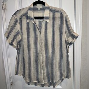 Sundance Blue and Cream Striped linen Shirt